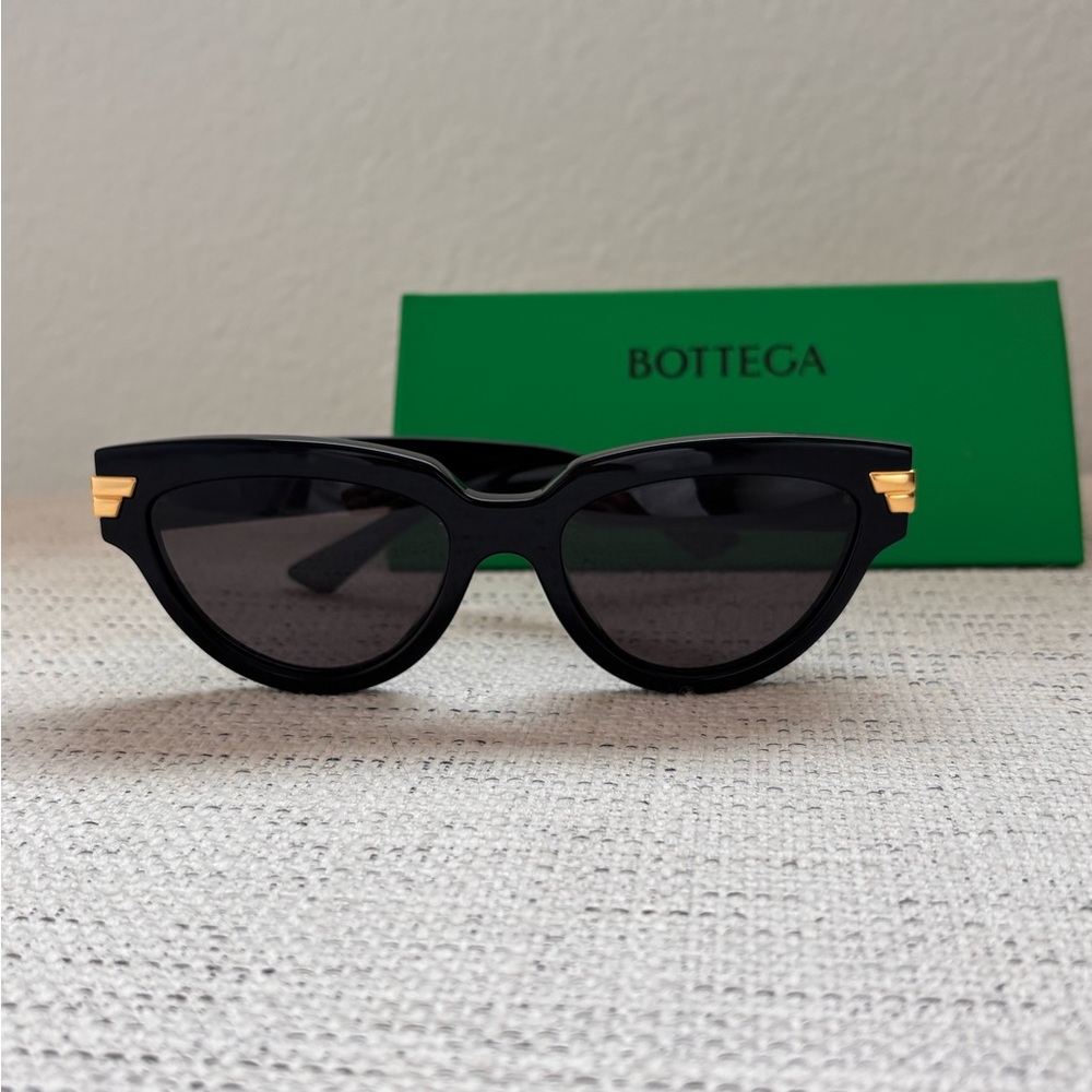 Bottega Veneta black with gold accent Cat-Eye Sunglasses